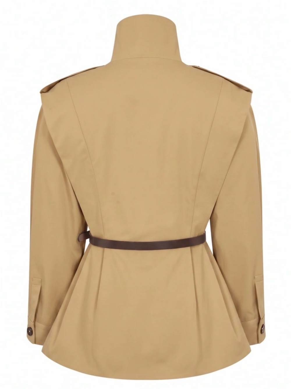Women's Funnel Neck Trench Jacket with belt - Picture 3 of 3